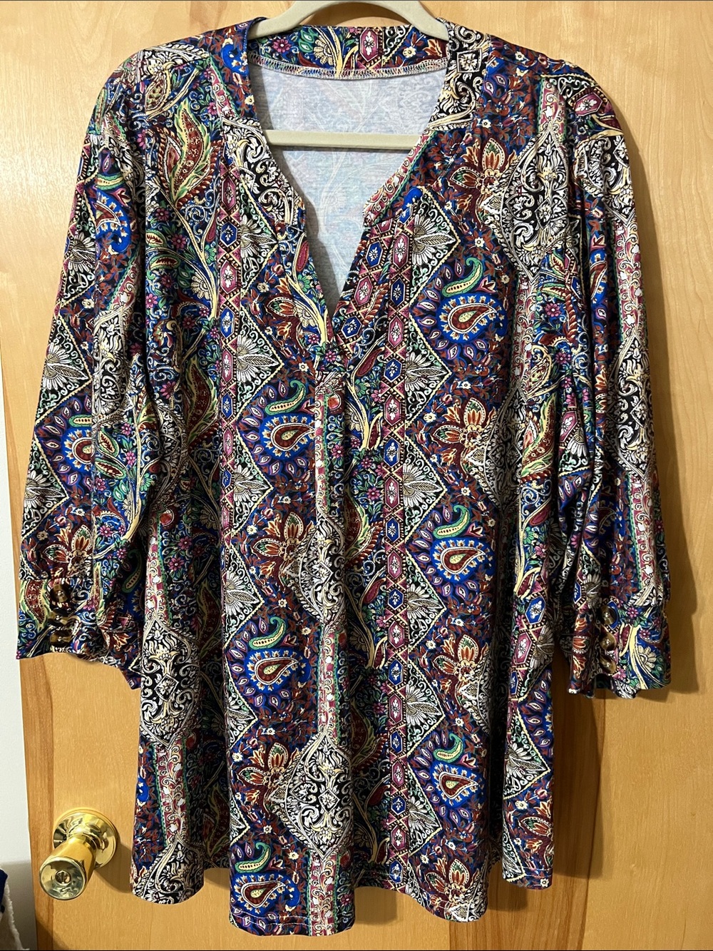 Navy Multicolor Paisley V-Neck Tunic